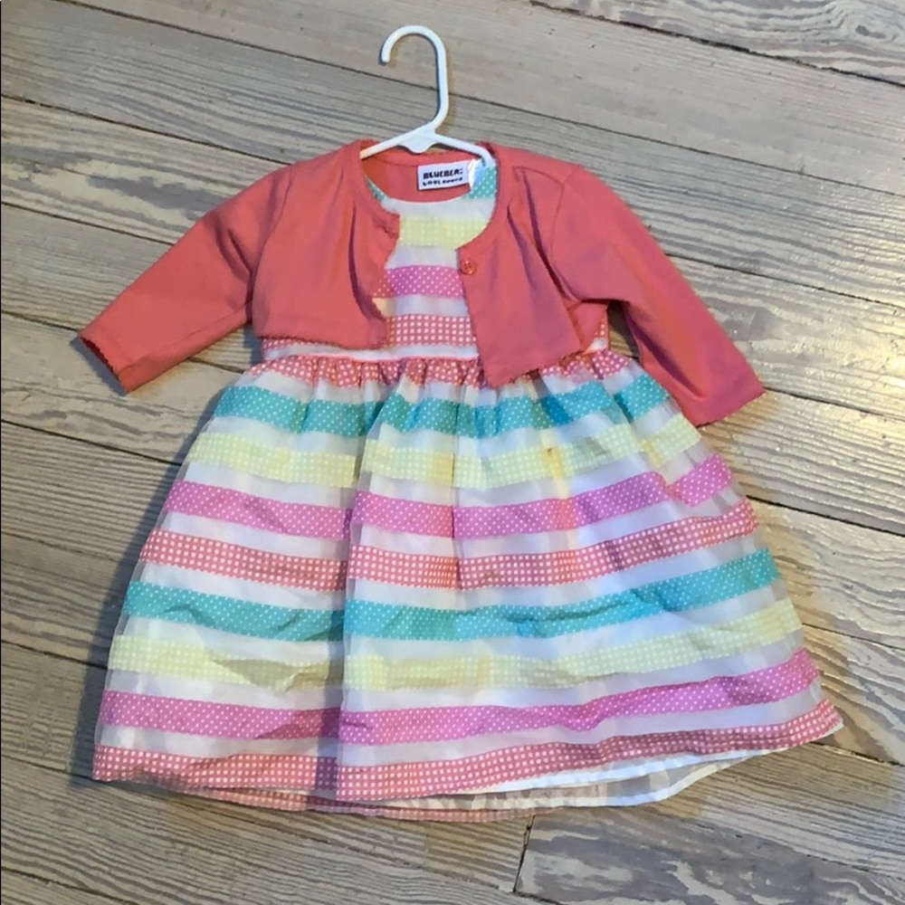 Blueberi Boulevard infant dress and cardigan set